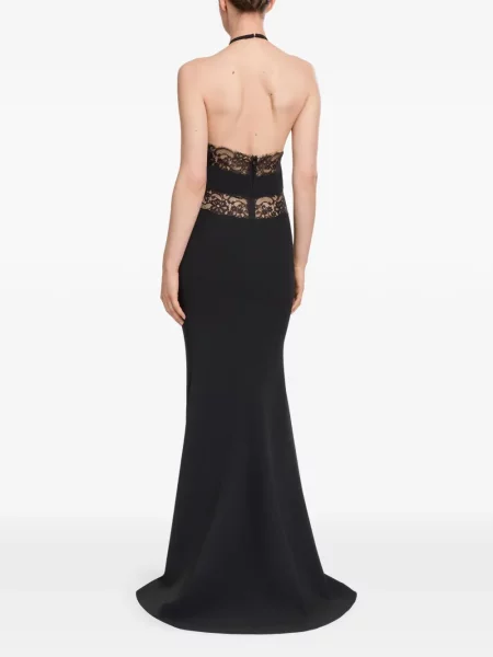 Рокля Elie Saab с дантела с халтер деколте черно