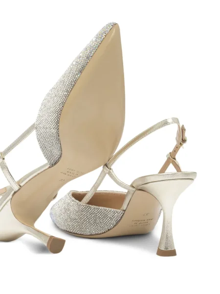 Pantofi cu toc Ninalilou slingback de cristal gri