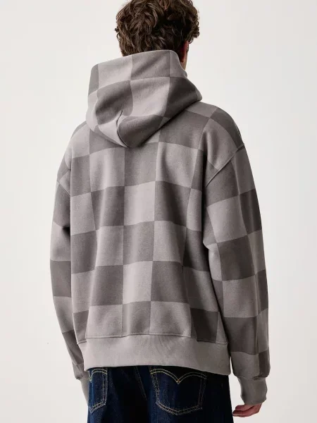 Vans bluza z kapturem z bawełną szara