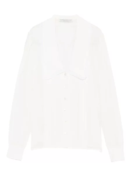 Kołnierzykowy bluzka Alessandra Rich koronkowa biała