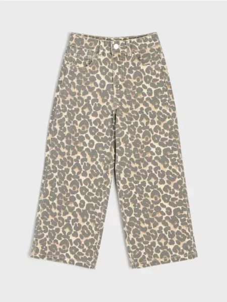 Sinsay Wide leg džíny s leopardím vzorem vícebarevná