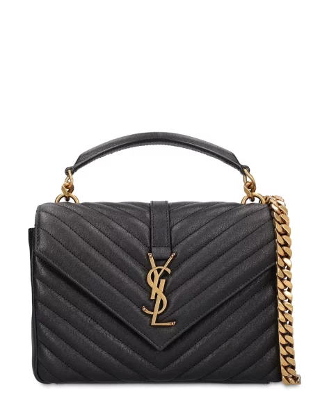 Kožená kožená taška Saint Laurent čierna