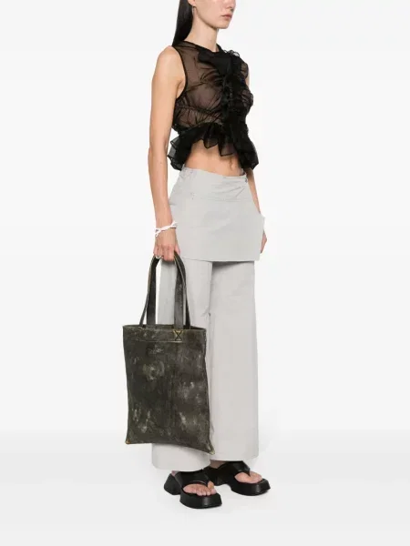 Кожена шопинг чанта Mm6 Maison Margiela черно