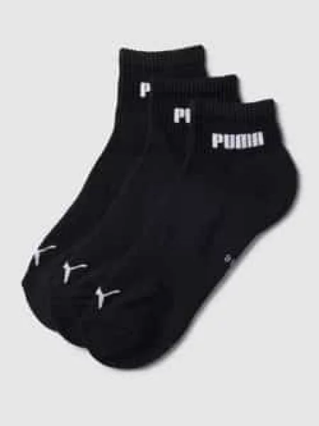 Krótkie skarpety z nadrukiem z logo w zestawie 3 szt. Puma czarne