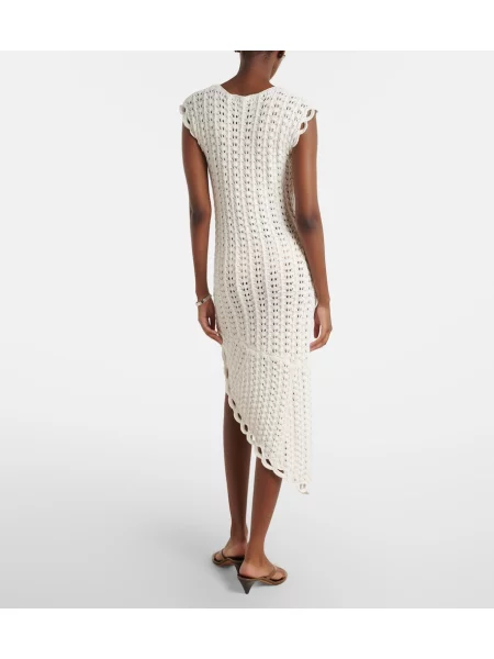 Rochie midi Loulou De Saison asimetrică alb