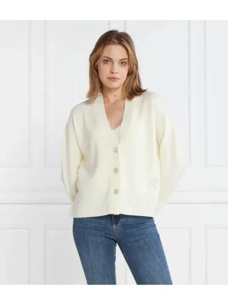 Liu Jo De lână cardigan | Cropped Fit alb
