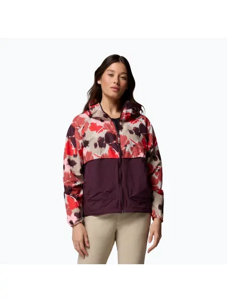Kurtka przeciwwiatrowa Columbia Spire Valley Printed Windbreaker washed red ikatbloom print/moonvista czerwona