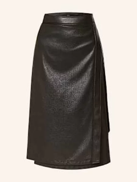 Boss Spódnica Kopertowa Vinny Z Imitacji Skóry schwarz czarna