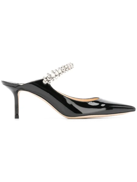 Papuci tip mules Jimmy Choo din piele de lac negru