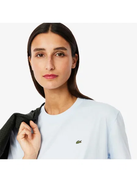 Lacoste T-Shirt Relaxed Fit Z Miekkiej Bawelny niebieska