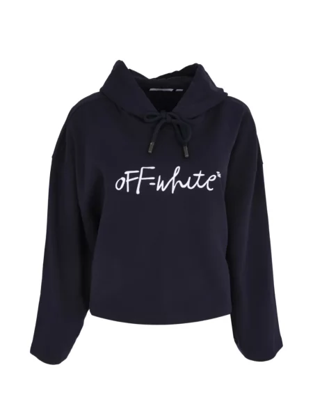 Hanorac cu glugă Off-white cu broderie alb