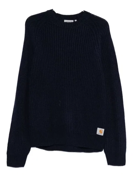 Pulover Carhartt Wip cu decolteu în U albastru