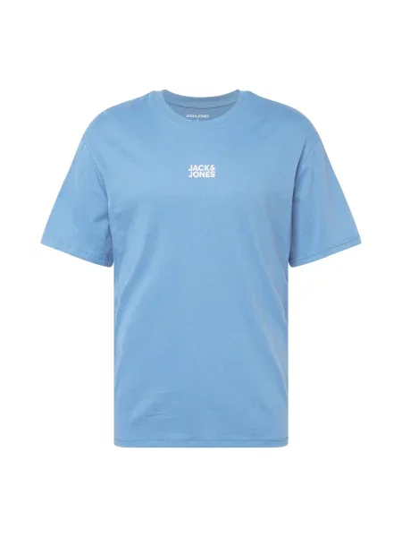 JACK & JONES Tricou CLASSIC azuriu / murdar alb