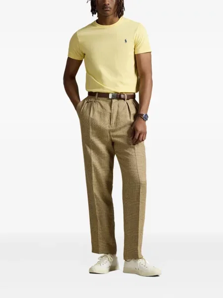 Zateplené pruhované tričko Polo Ralph Lauren s výšivkou zelené