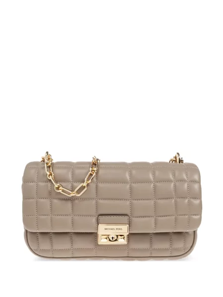 Pikowana torebka skórzana Michael Michael Kors skórzana szara