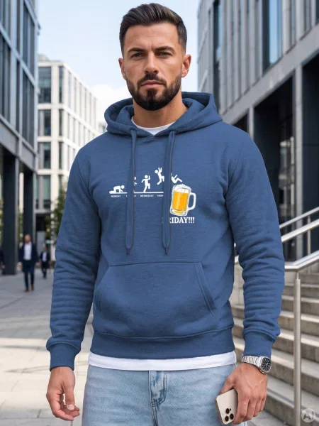 Bluza z kapturem z nadrukiem Dstreet niebieska