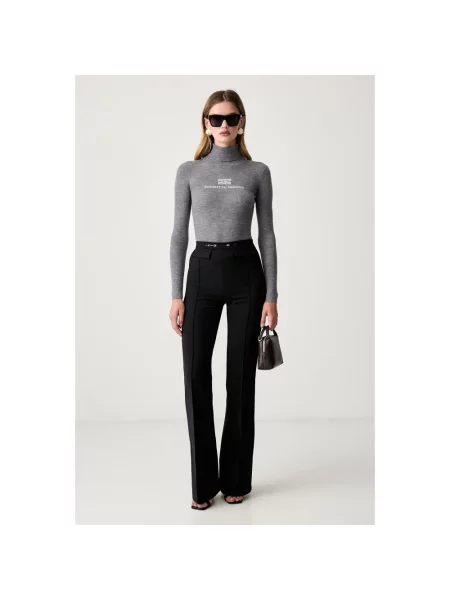Sweter z golfem Elisabetta Franchi wełniany szary