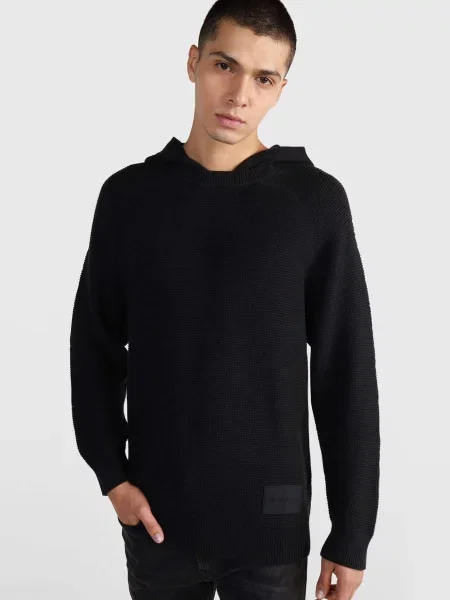Светр Calvin Klein Jeans з капюшоном чорний