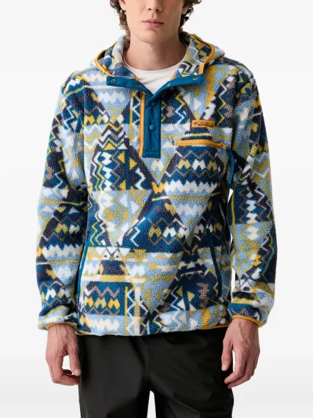 Hanorac cu glugă Columbia Sportswear din fleece cu imprimeu geometric albastru