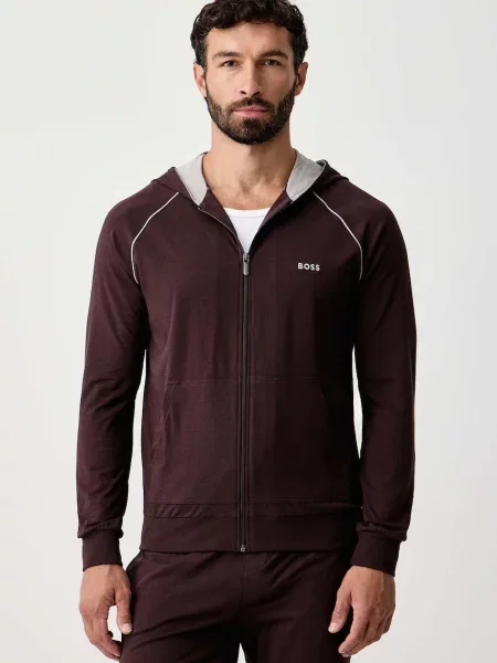 BOSS hanorac cu și glugă pentru bărbați din cu Mix&Match Jacket H maro