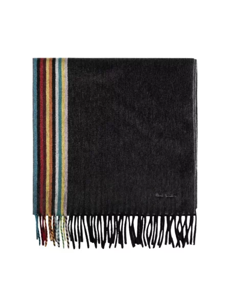 Szal Paul Smith z kaszmiru w paski z paskiem czarna