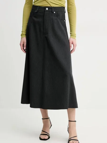 Fustă midi Nanushka până la genunchi gri