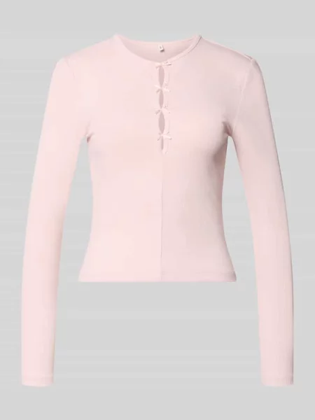 Bluzka z długim rękawem o kroju slim fit z mieszanki bawełny model FEMKE' Only różowa