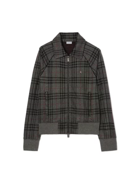 Geacă Burberry în carouri alergare gri