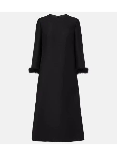 Sukienka midi Valentino z krepy do kolan garniturowa czarna