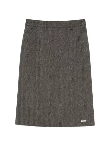 Fustă Bonbom cu model herringbone gri