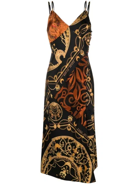 Rochie Marine Serre de mătase cu imagine de costum negru