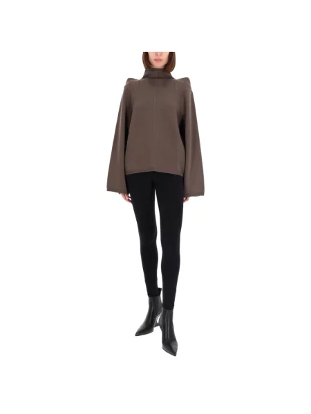 Sweter z golfem Rick Owens wełniany drapowany do golfa szary