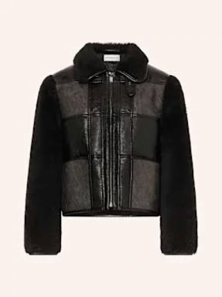 Claudie Pierlot Kurtka Skórzana Z Mieszanki Materiałów schwarz czarna