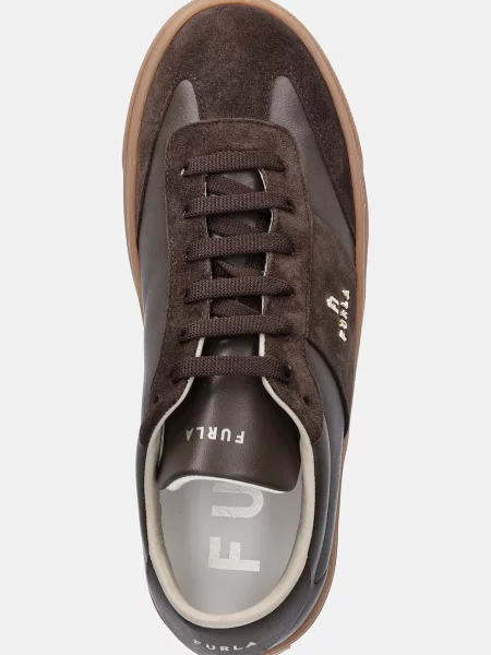 Furla bőr sportcipő Enjoy Lace-Up Sneaker barna