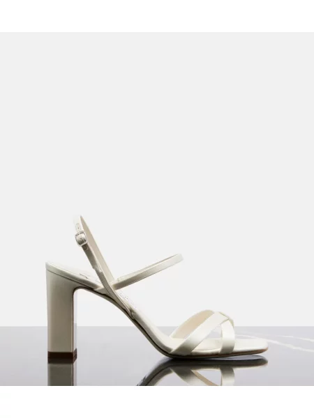 Sandale Jimmy Choo din satin slingback alb
