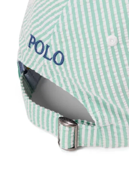 Șapcă Polo Ralph Lauren cu decolteu în V cu autograf în carouri albastru