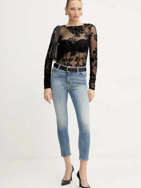 Блузка Pinko принт квіти чорний