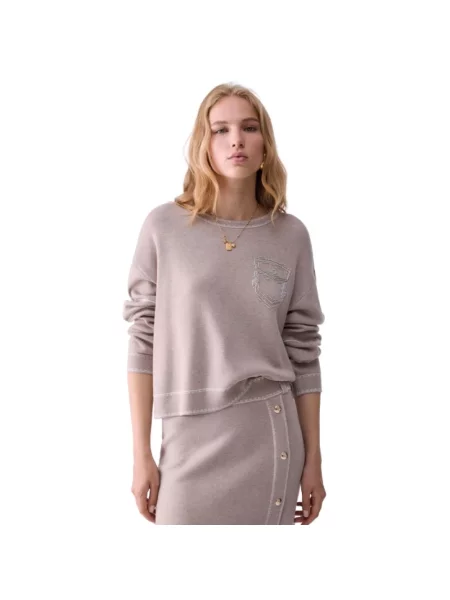 Sweter Liu Jo z kamieniami beżowy