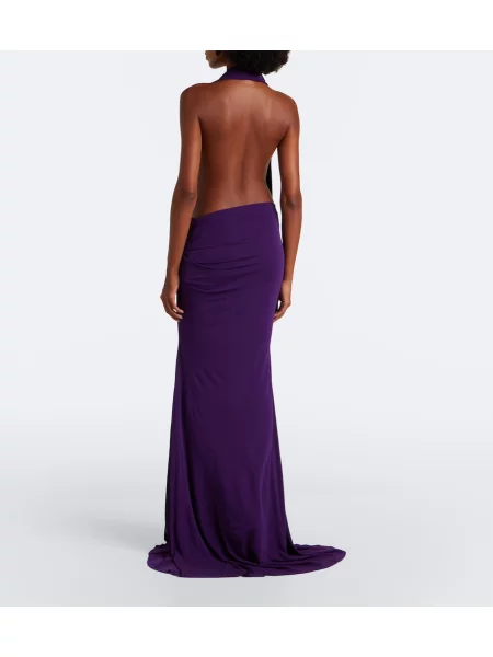 Rochie Alex Perry din jerseu drapată cu gât halter violet