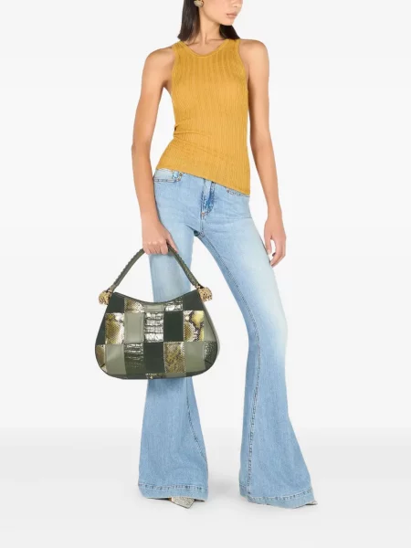 Geantă shopper Roberto Cavalli verde