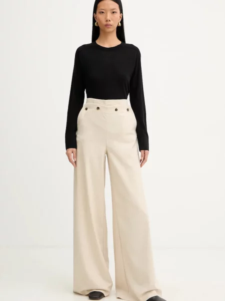 MAX&Co. spodnie szerokie high waist beżowy