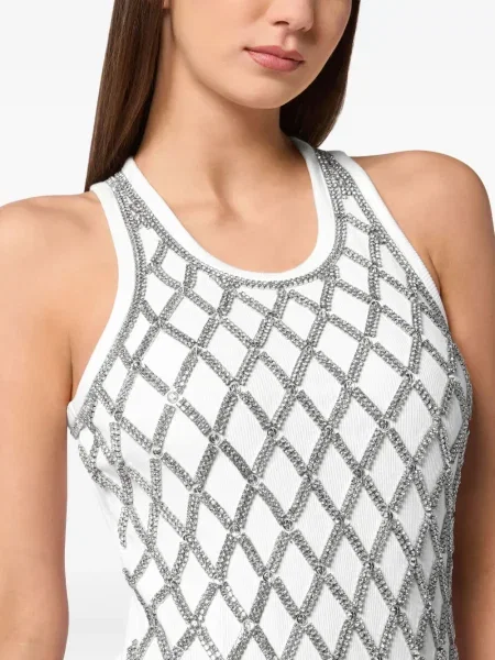 Rochie mini Philipp Plein de cristal de costum alb