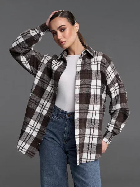 Вовняна Сорочка повсякденна ISSA Plus білий/коричневий біла