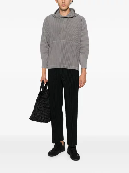 Hoodie Homme Plissé Issey Miyake γκρι