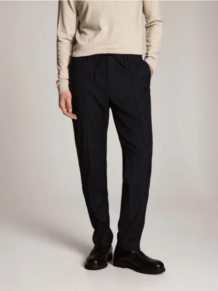 Reserved Pantaloni slim cu adaos de lână bleumarin