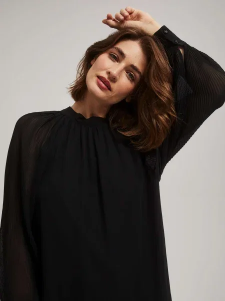 Cămașă Moodo plisată negru