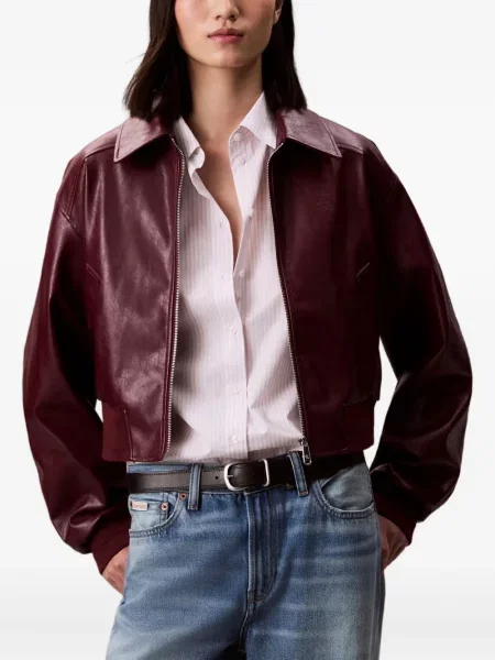 Geacă de blugi Calvin Klein Jeans roșu