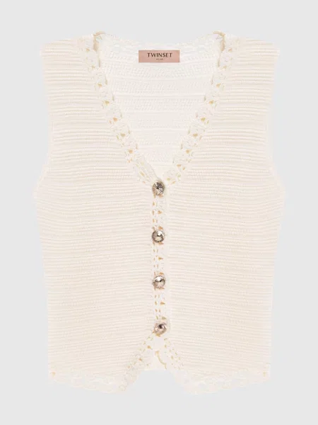 Жилет з логотипом Twinset бежевий
