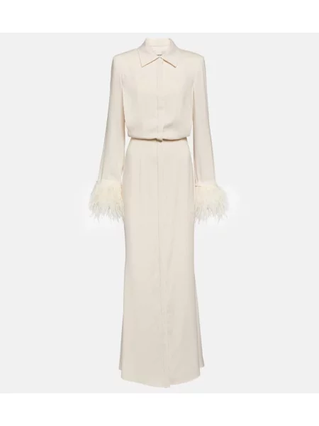 Maksi sukienka koszulowa Roland Mouret garniturowa biała