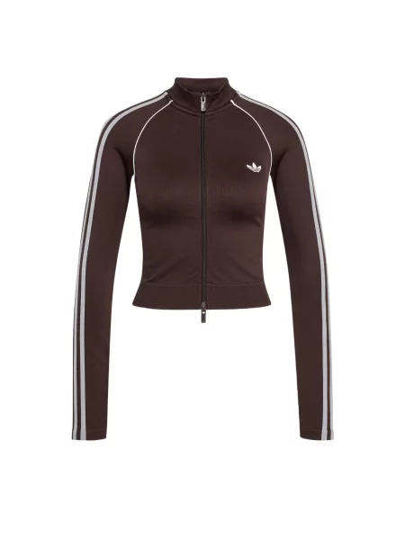 ADIDAS ORIGINALS Tepláková bunda Essentials tmelová / čokoládová biela